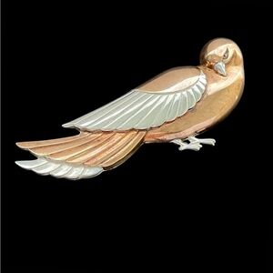 Vintage sterling silver and copper unsigned Coro dove brooch pin